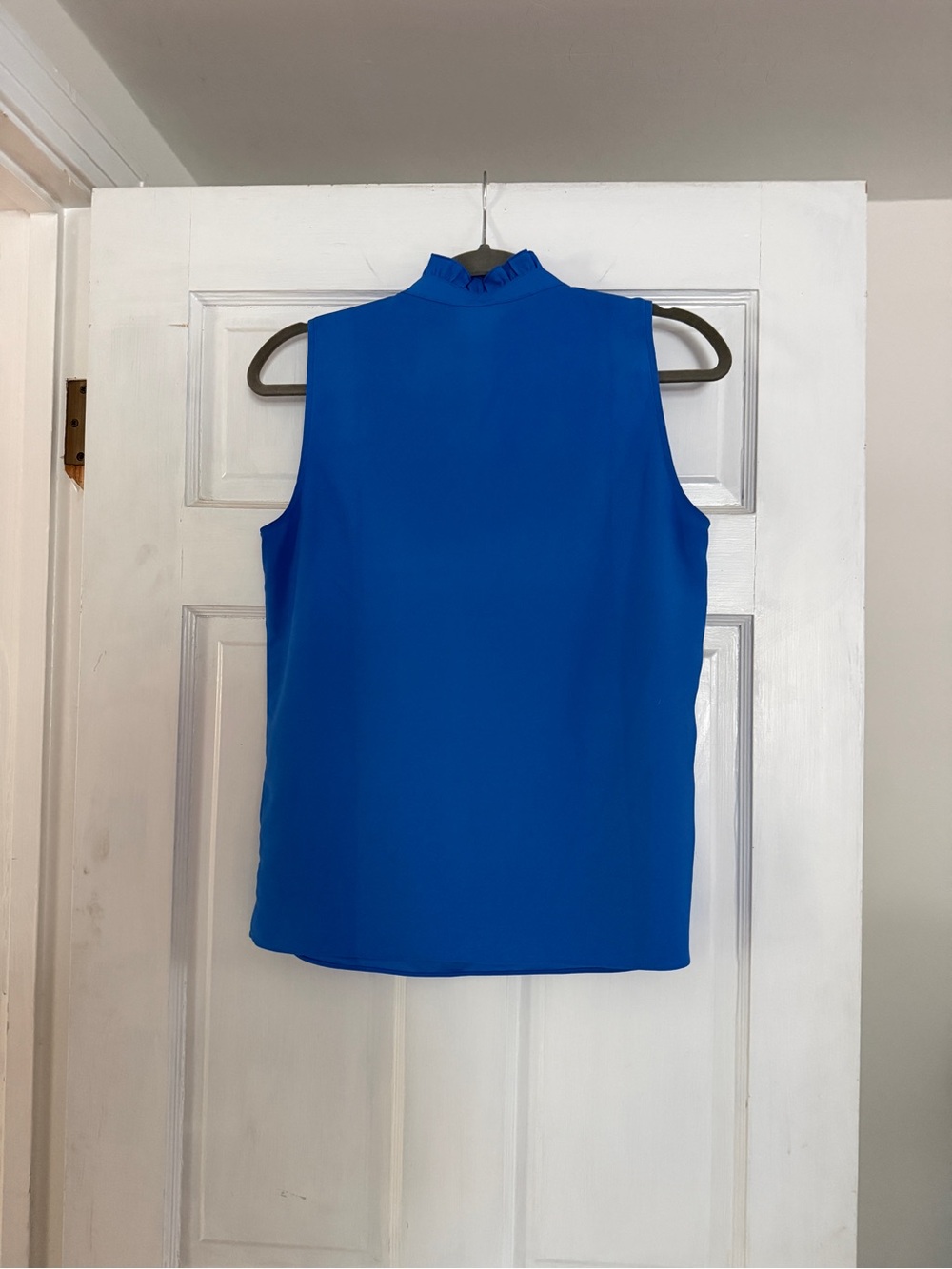 J Crew Sleeveless Ruffle-Trim Blouse in Bright Blue - Picture 3 of 3